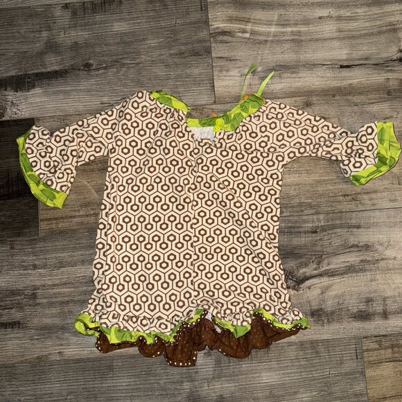 Thanksgiving Dress Girls Size 24M Turkey Appliqué Ruffles Bow Rare Editions - Picture 2 of 4